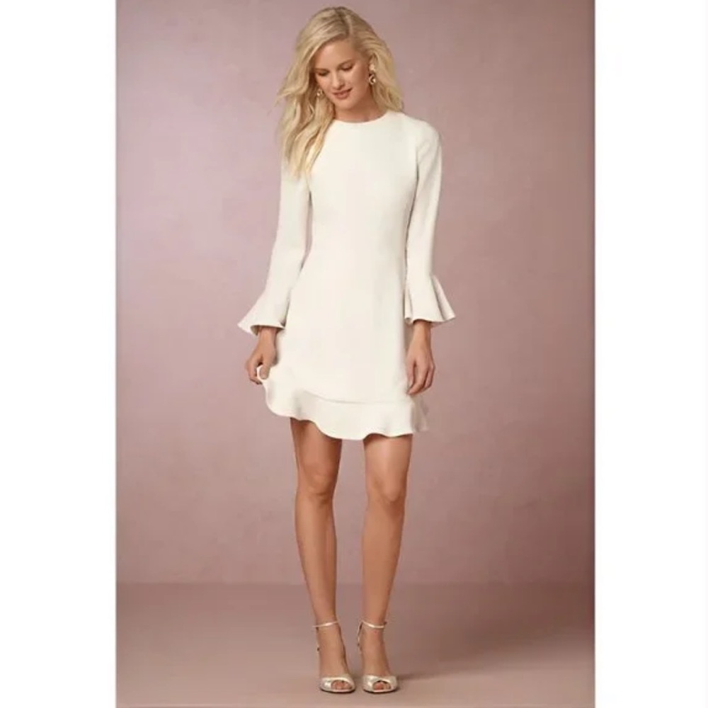 JILL STUART BHLDN Jenny Off White Dress Bridal Flounce Sleeve Size 6